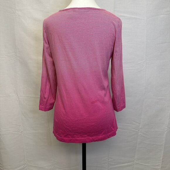 Chico’s Striped Ombré Pink Long Sleeve Top, Size 0 - 100% Cotton - Picture 2 of 8